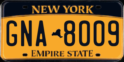 NY license plate GNA8009
