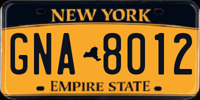 NY license plate GNA8012