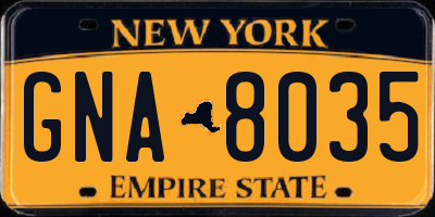 NY license plate GNA8035