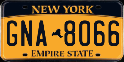NY license plate GNA8066