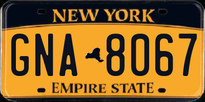 NY license plate GNA8067