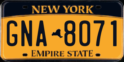 NY license plate GNA8071