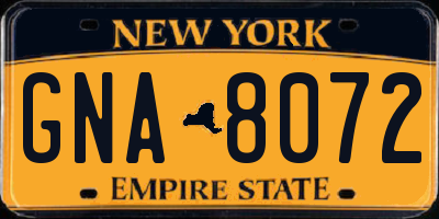 NY license plate GNA8072