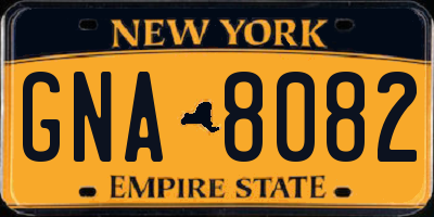 NY license plate GNA8082