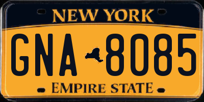 NY license plate GNA8085