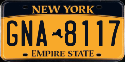 NY license plate GNA8117