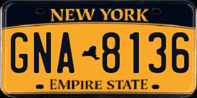NY license plate GNA8136