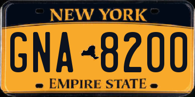 NY license plate GNA8200