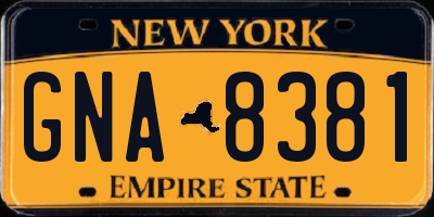 NY license plate GNA8381