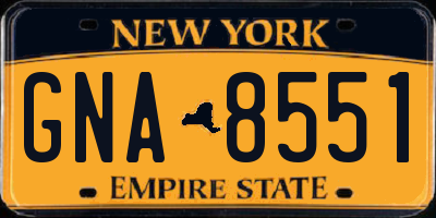 NY license plate GNA8551