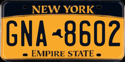 NY license plate GNA8602