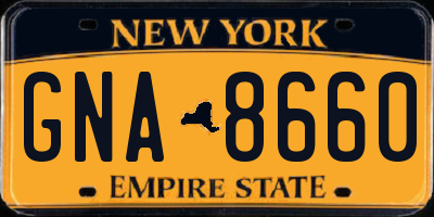 NY license plate GNA8660