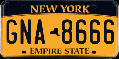NY license plate GNA8666