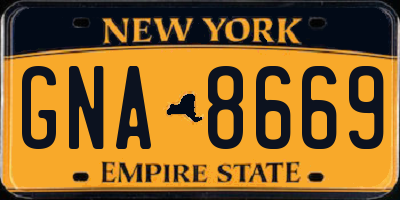 NY license plate GNA8669