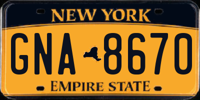 NY license plate GNA8670