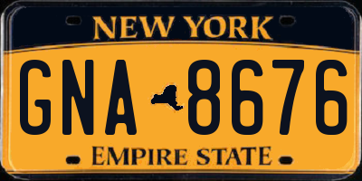 NY license plate GNA8676