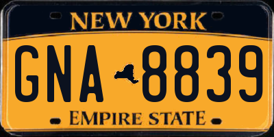 NY license plate GNA8839
