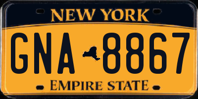 NY license plate GNA8867