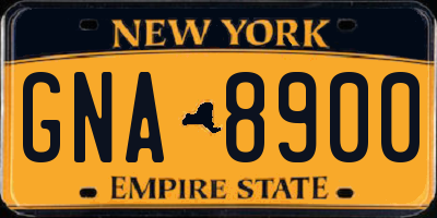NY license plate GNA8900