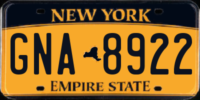 NY license plate GNA8922