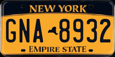 NY license plate GNA8932
