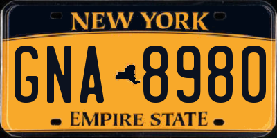 NY license plate GNA8980