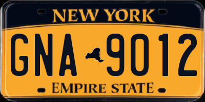 NY license plate GNA9012
