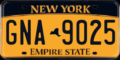 NY license plate GNA9025