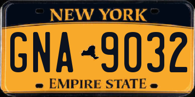 NY license plate GNA9032