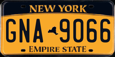 NY license plate GNA9066