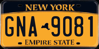 NY license plate GNA9081