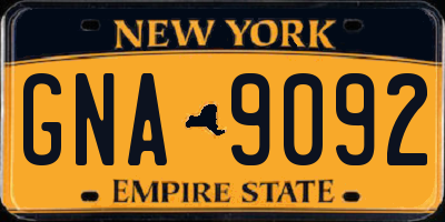 NY license plate GNA9092