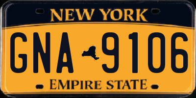 NY license plate GNA9106