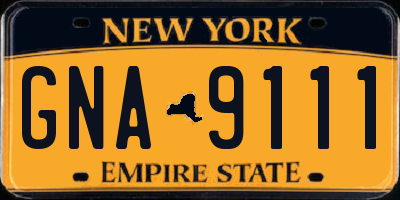 NY license plate GNA9111