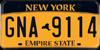 NY license plate GNA9114