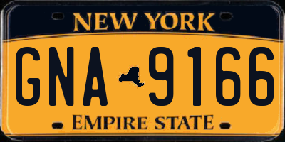 NY license plate GNA9166