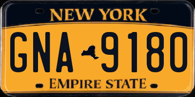 NY license plate GNA9180