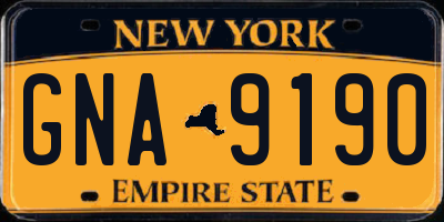 NY license plate GNA9190