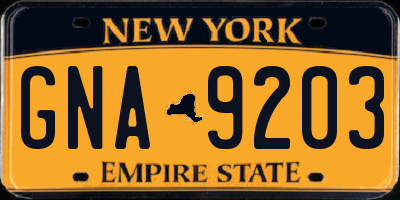 NY license plate GNA9203