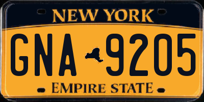 NY license plate GNA9205