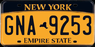 NY license plate GNA9253