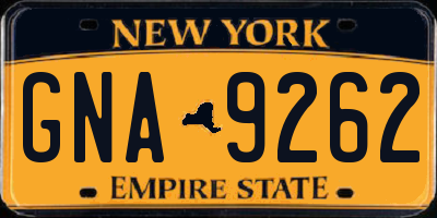 NY license plate GNA9262
