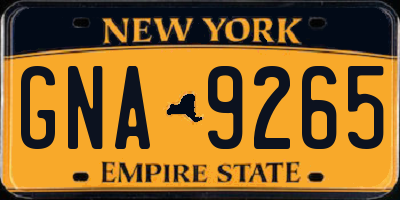 NY license plate GNA9265