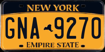 NY license plate GNA9270
