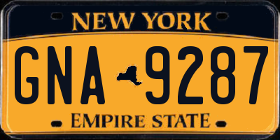 NY license plate GNA9287