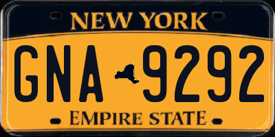 NY license plate GNA9292