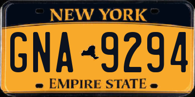 NY license plate GNA9294