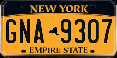 NY license plate GNA9307