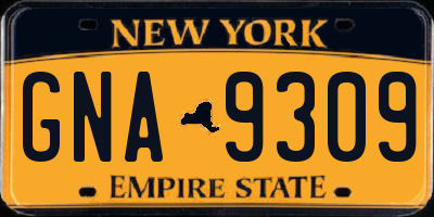 NY license plate GNA9309