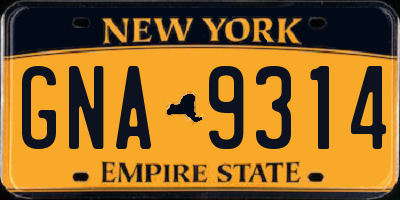 NY license plate GNA9314